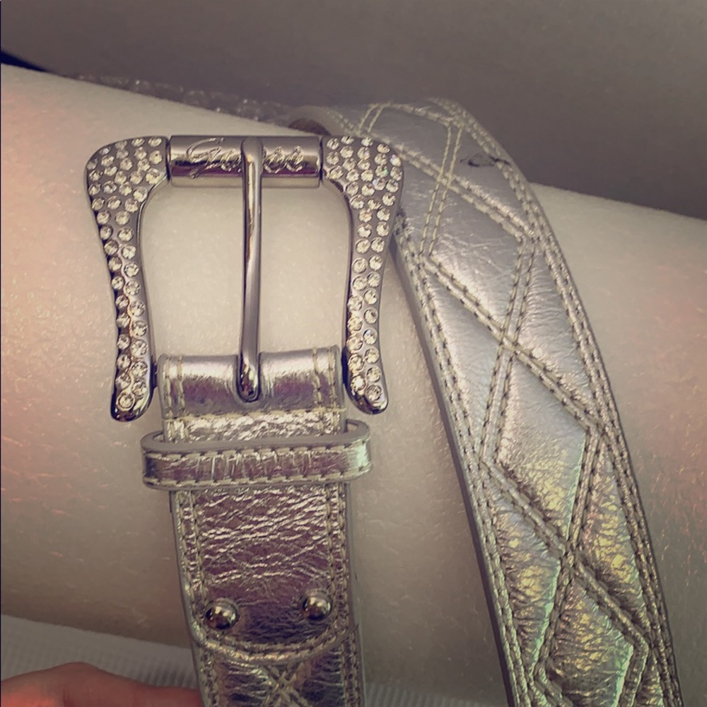 Guess silver leather studded belt